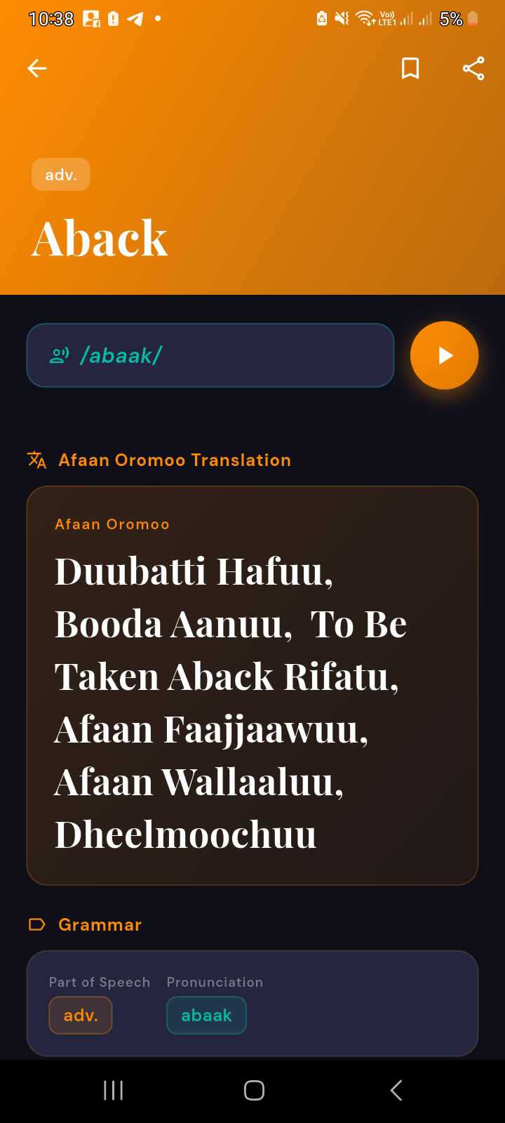 Settings screen with appearance, font scale and speech-rate controls.